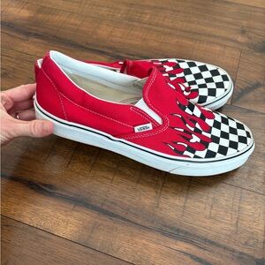 VANS Classic Checker Red Blood Drip Mens 11.5 Slip On EUC